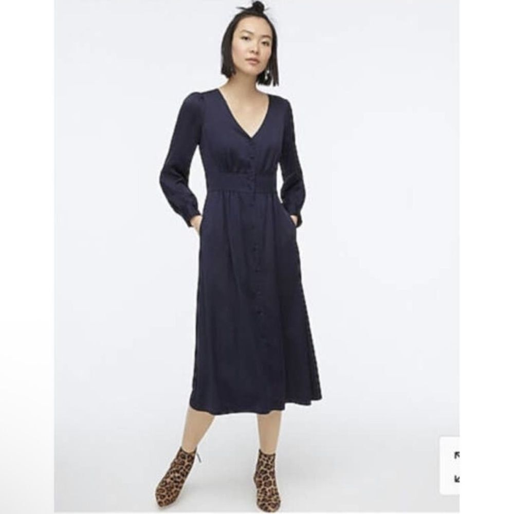 J. Crew Women's Button Front A-line Midi Dress in Black Size 6 Style# AD072